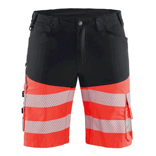 Blåkläder korte broek met stretch 1541 High Vis - zwart/rood